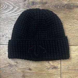 True Religion Black on Black Logo Beanie